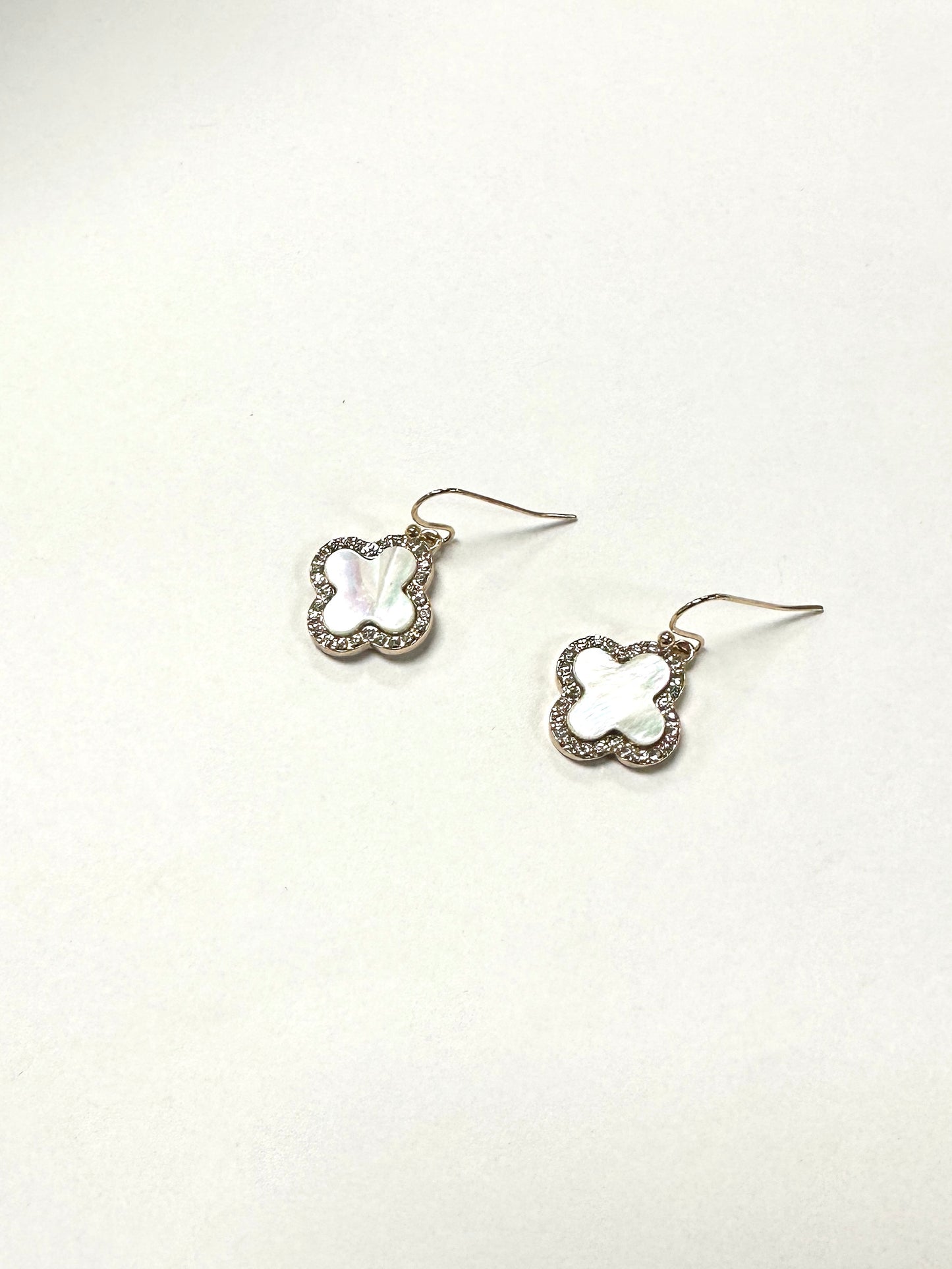 Decorated with Rhinestone Clover Drop Earrings
