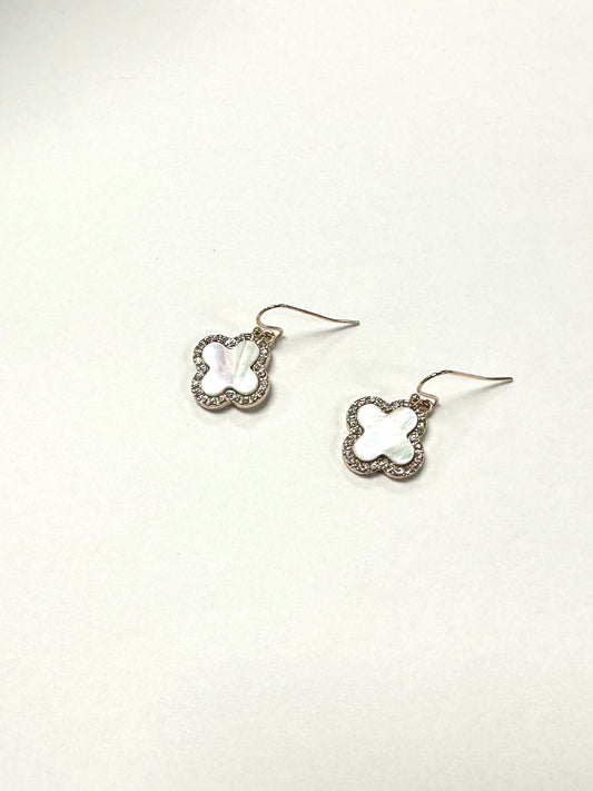 Decorated with Rhinestone Clover Drop Earrings