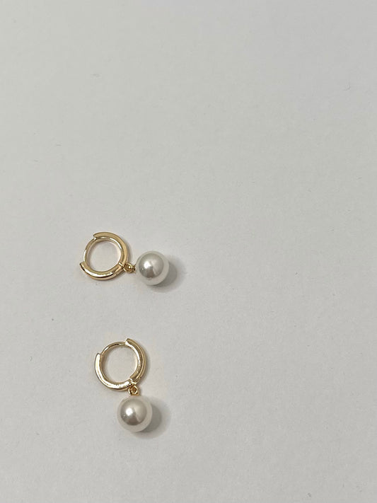 Pearl Dangling Hoop Earrings