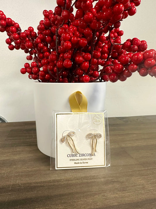 Pave CZ Ribbon Earrings