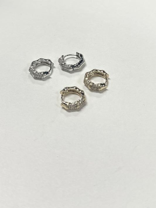 8 mm CZ Bamboo Huggie Hoops