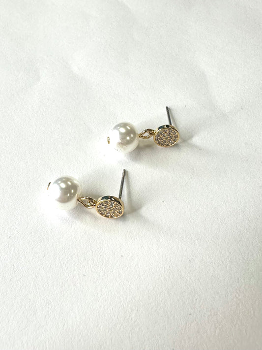Paved Pearl Dangling Earring