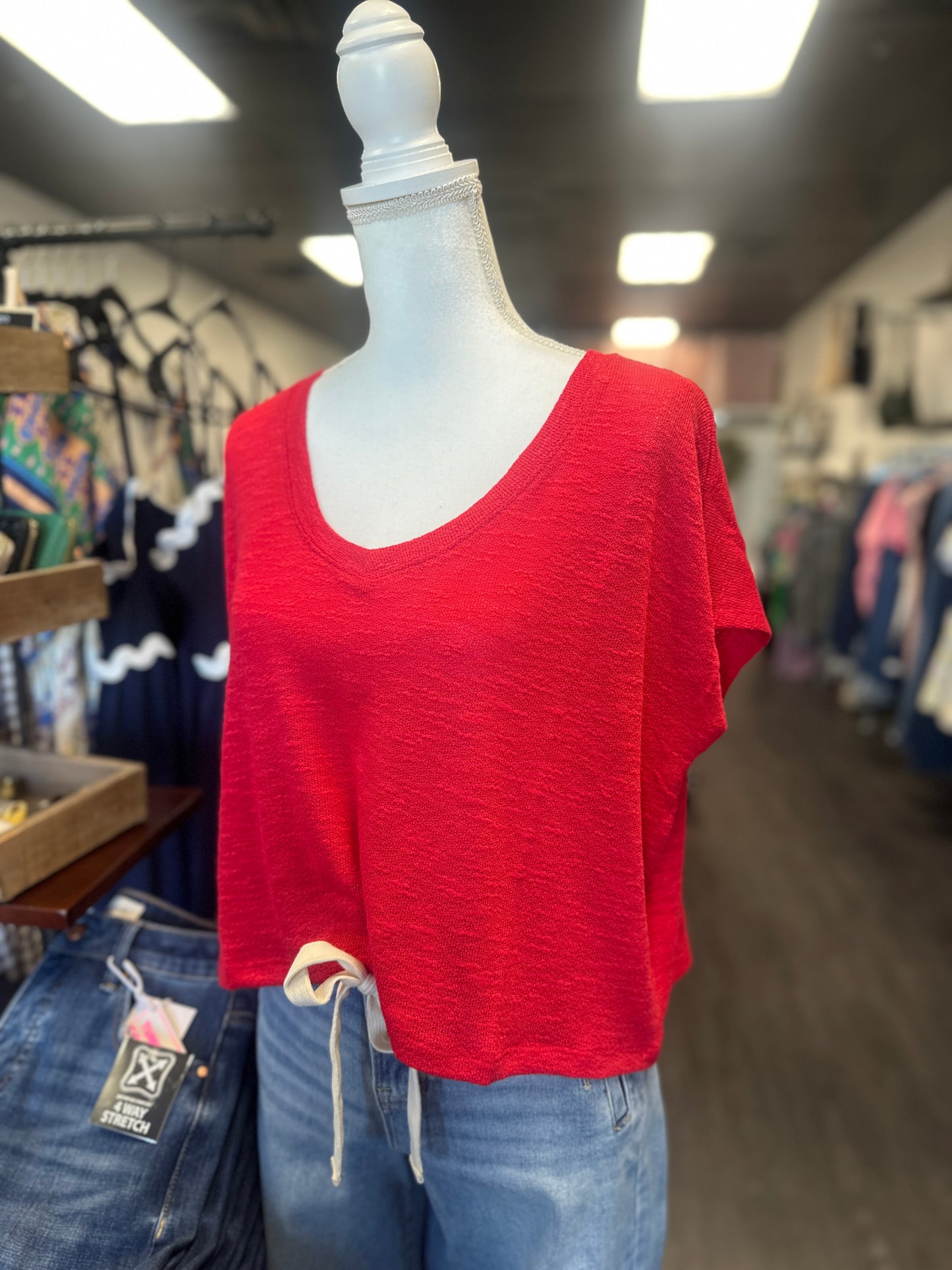 Hacci Slub VNeck Top