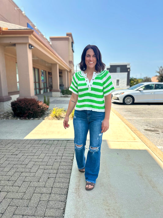 Albany Eyelet Stripe Sweater