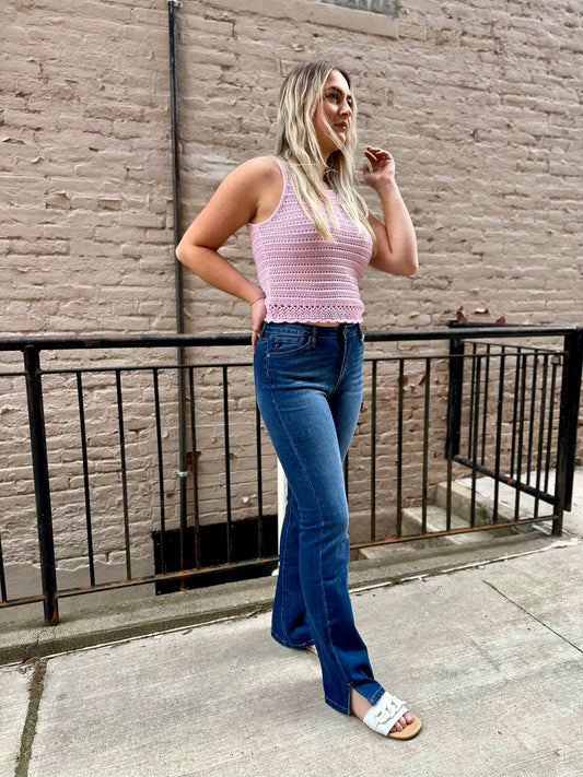 Kancan Natalie High Rise Side Slit Bootcut Jeans