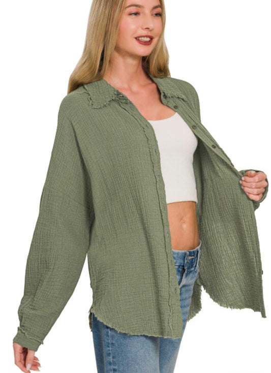 Gauze Oversized Button Shirt