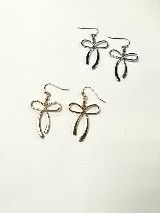 Ribbon Outline Drop Earrings