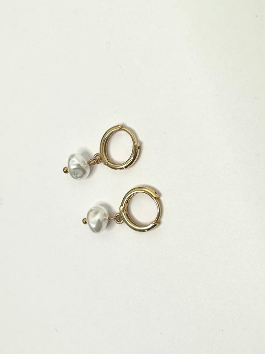 Pearl Dangle Hoops