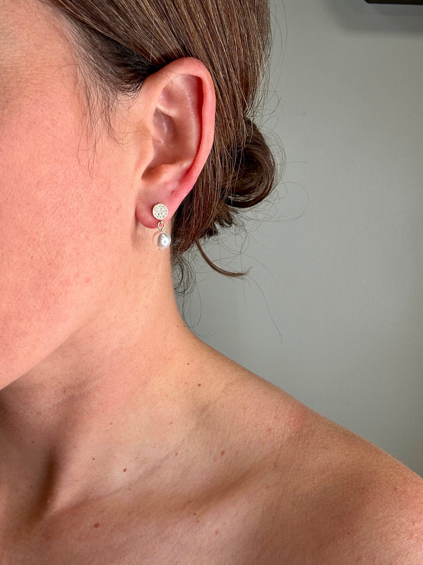Paved Pearl Dangling Earring