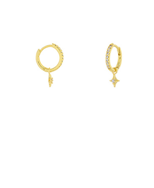 Pave CZ Dangle Mini Hoops