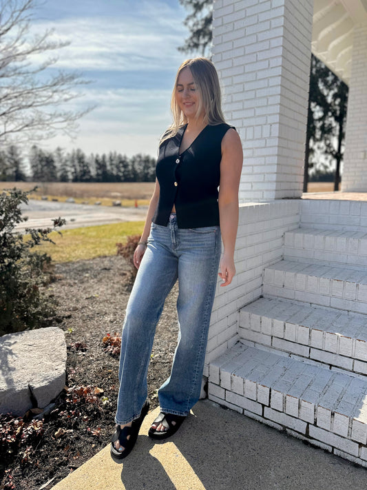 Melmore Risen High Rise Wide Leg Baggy Jeans
