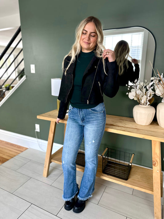 Risen Jenner High Rise Frayed Hem Bootcut Jeans