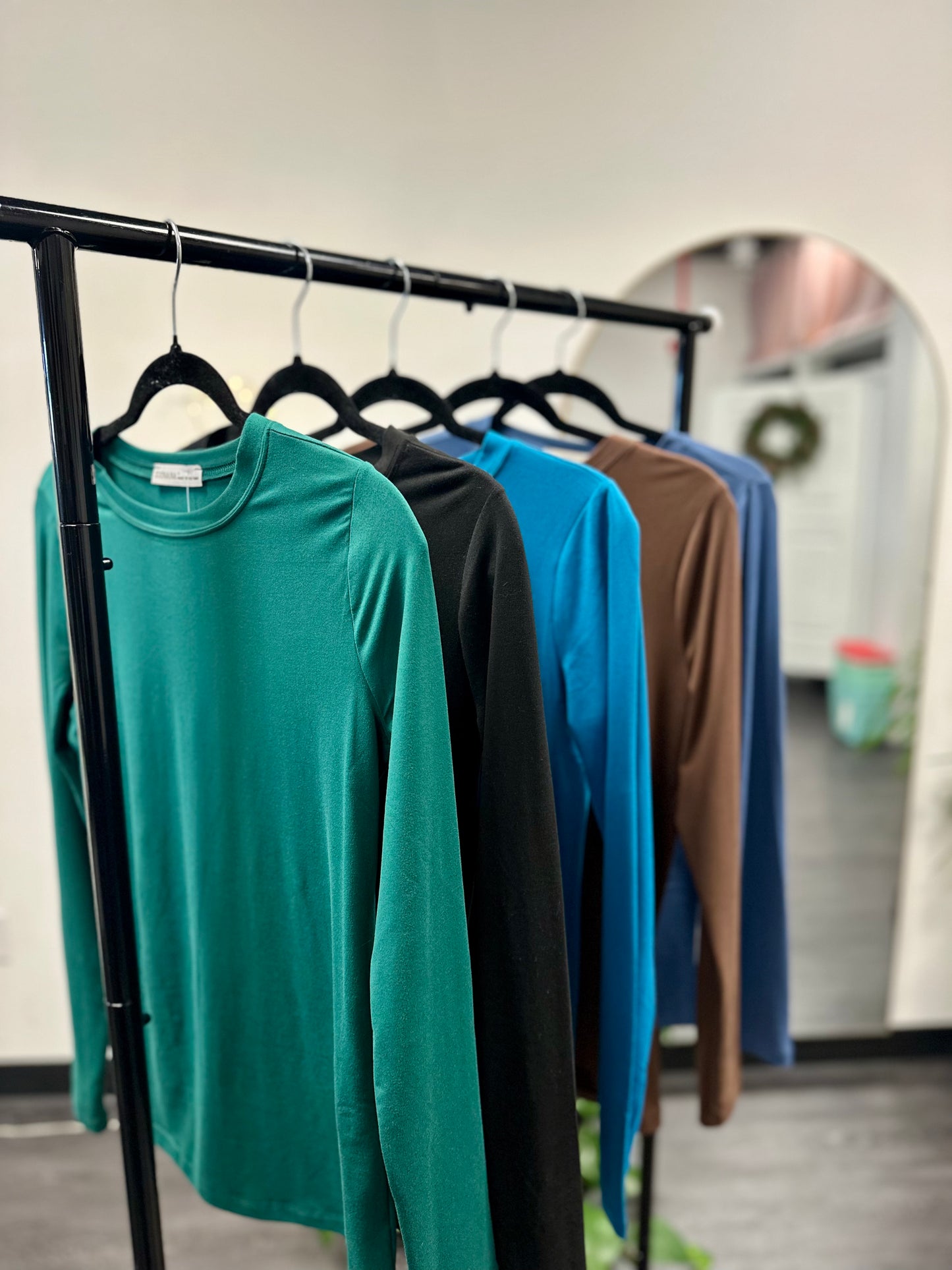 Peyton Microfiber Round Neck Long Sleeve Top