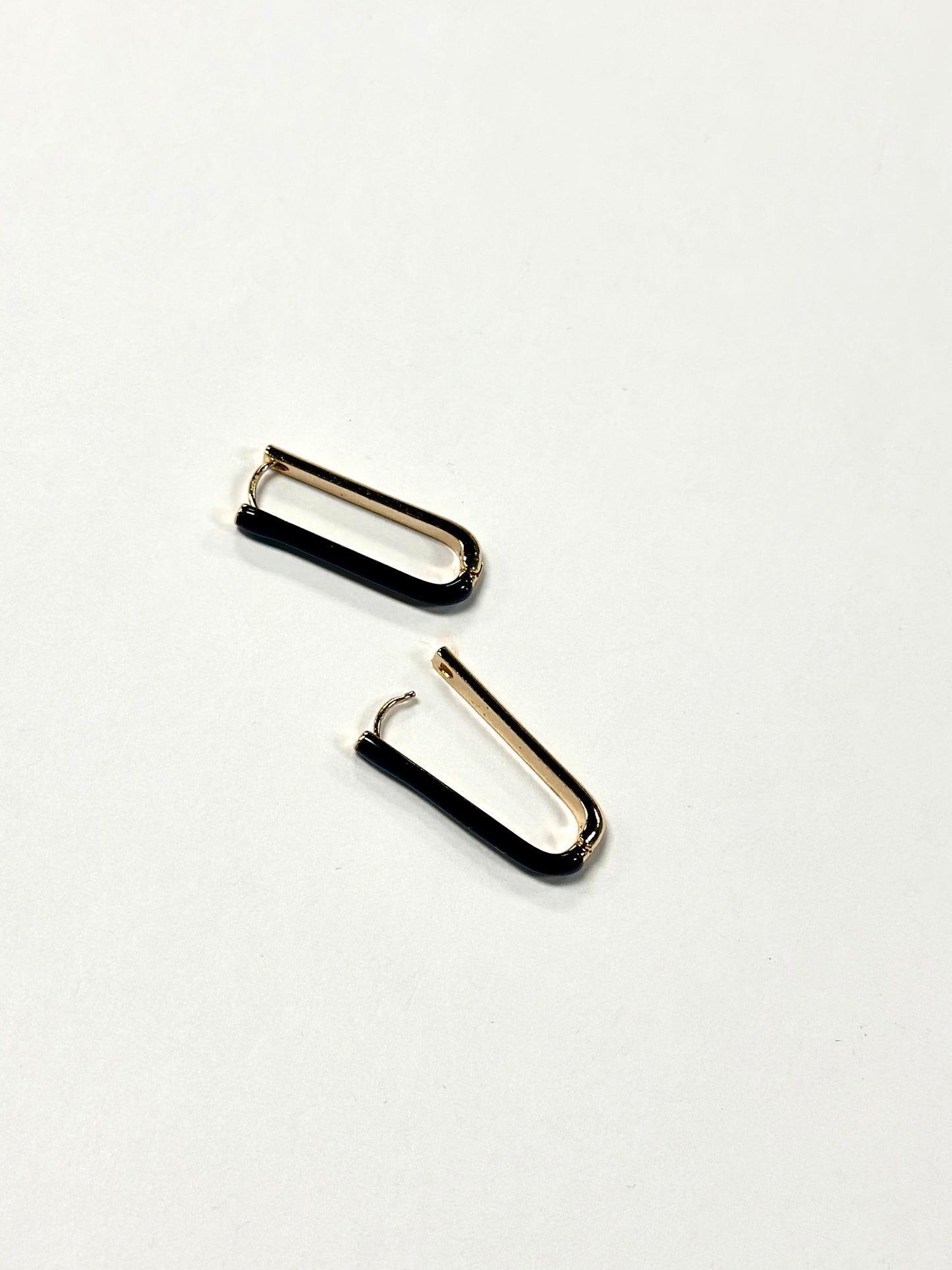 Half Color Oval Huggie Hoops