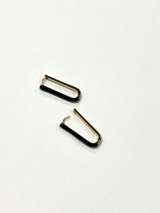 Half Color Oval Huggie Hoops
