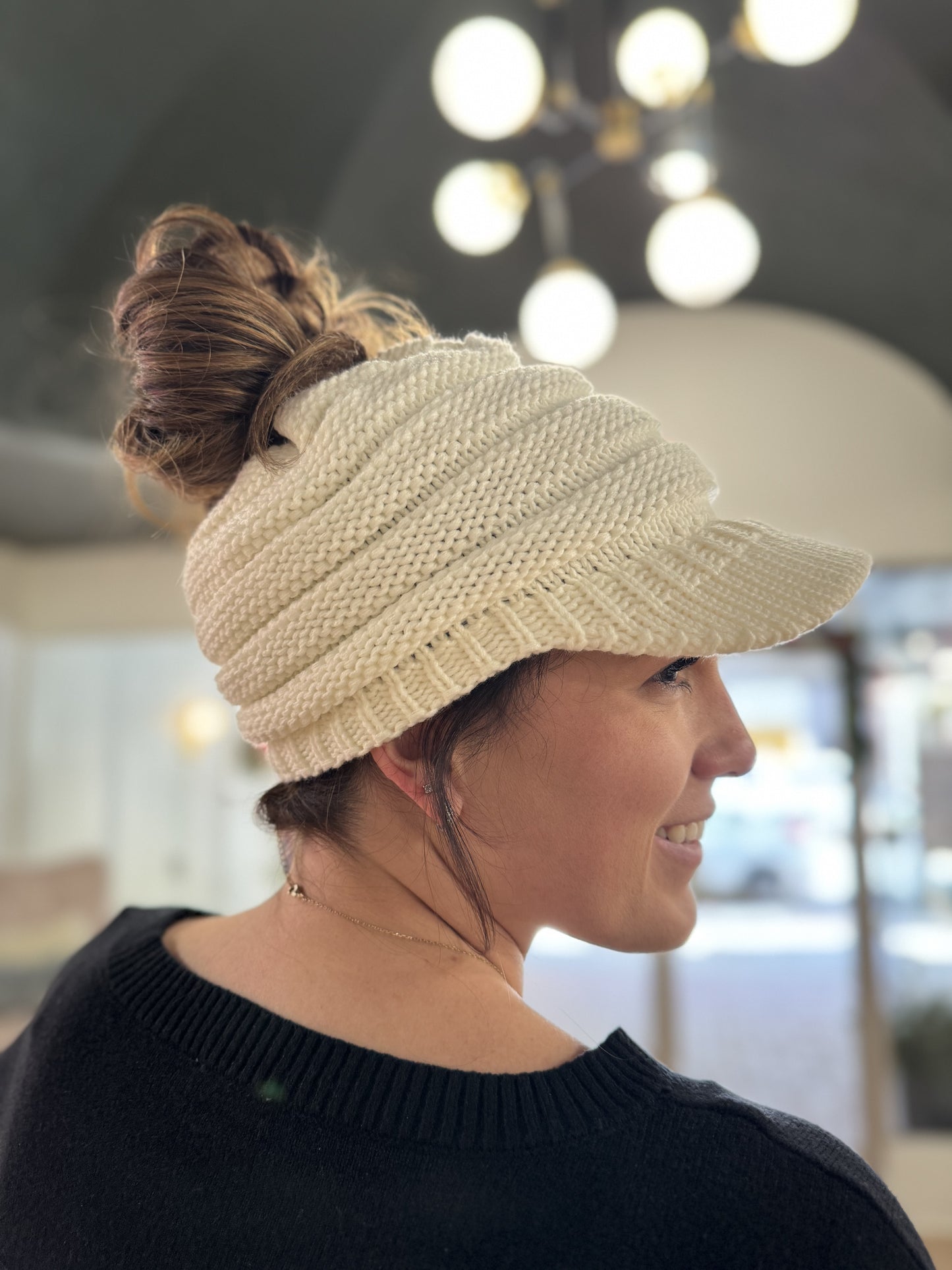 CC Brimmed Bun Beanie