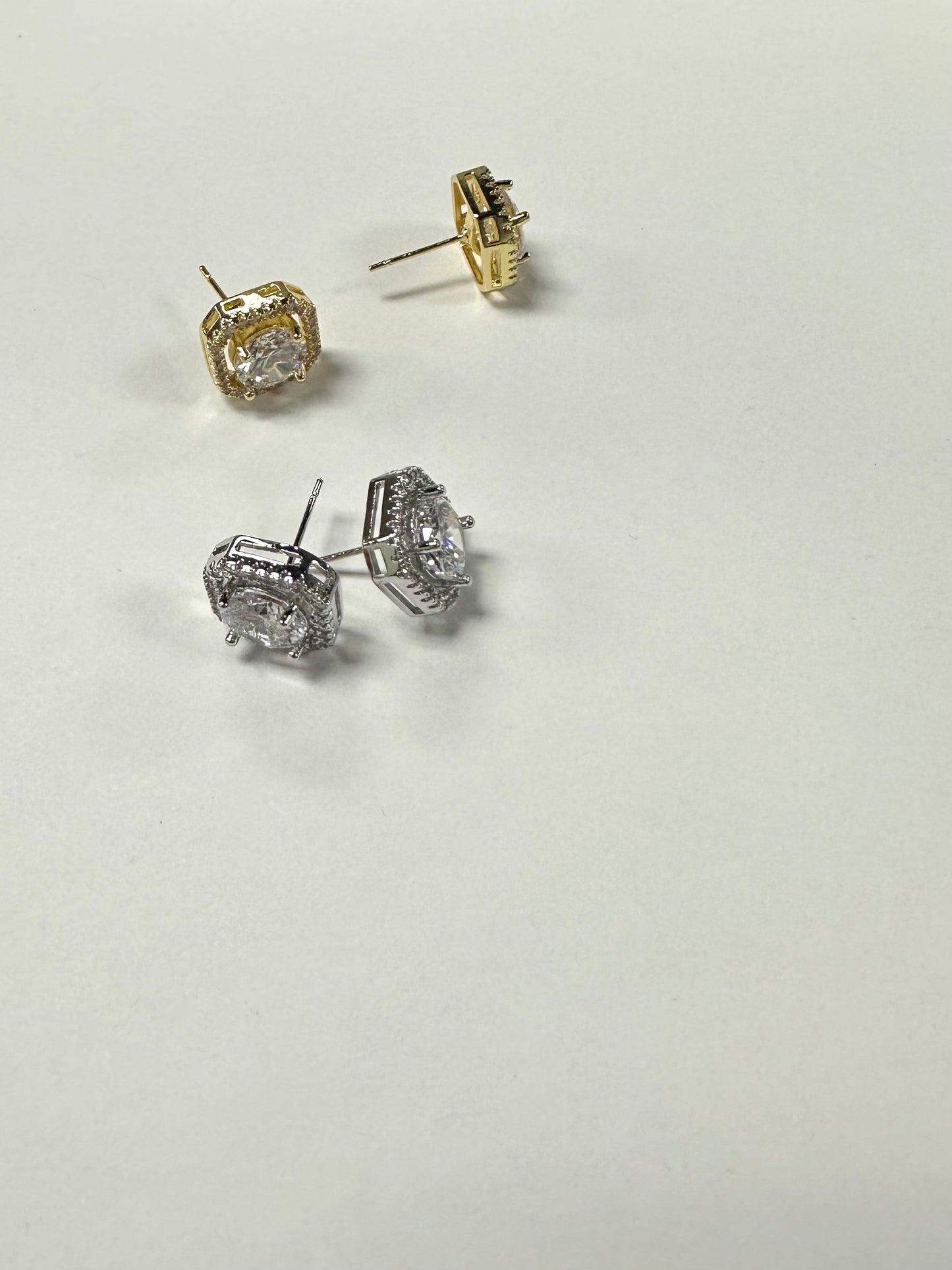 CZ Octagon Stud Earrings