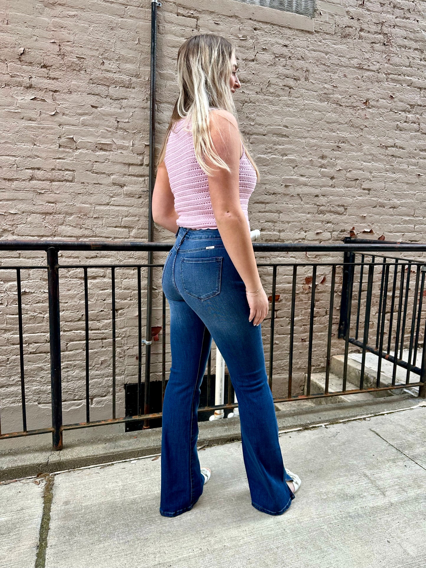 Kancan Natalie High Rise Side Slit Bootcut Jeans