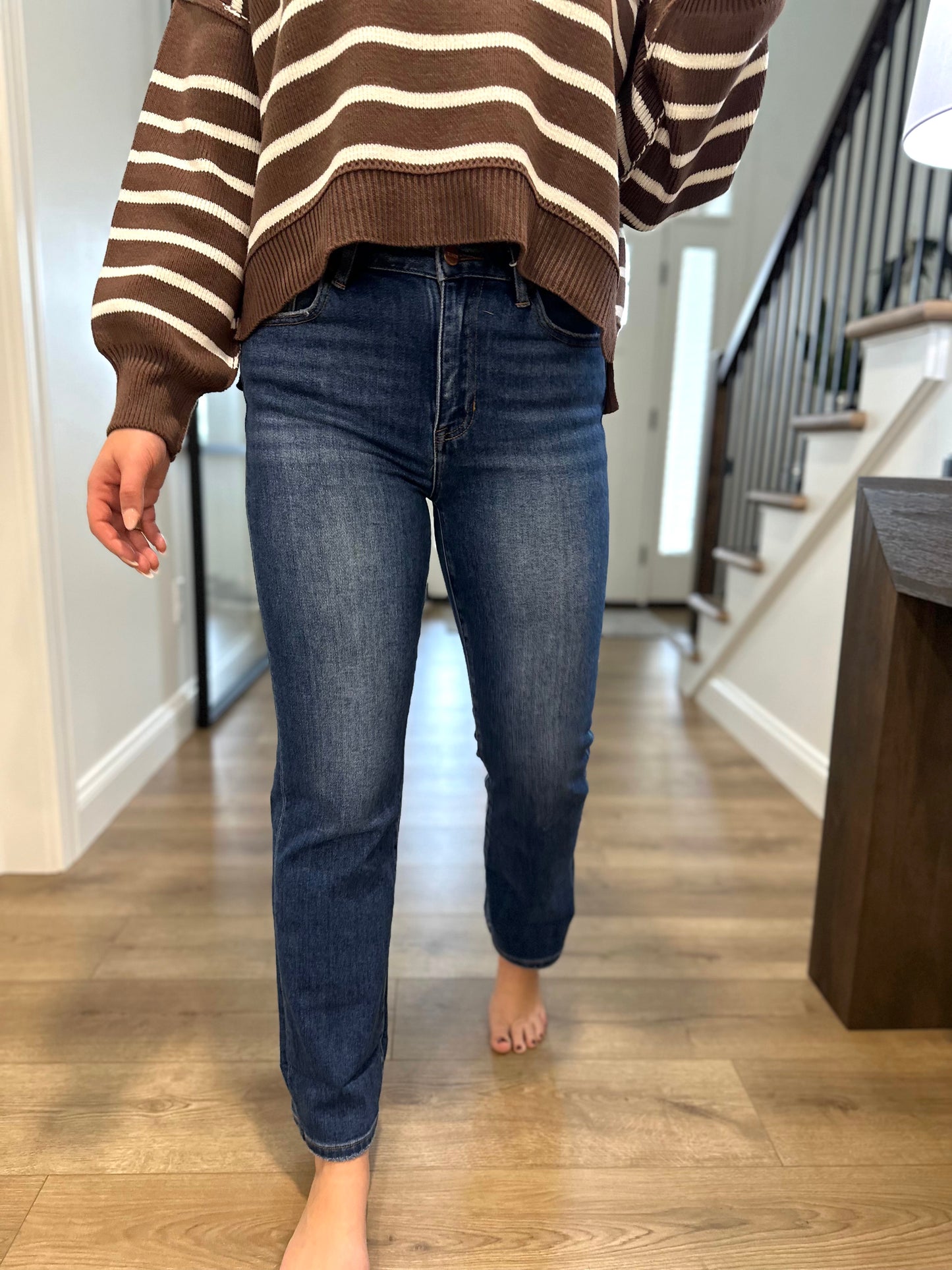 Daniels Risen High Rise Ankle Straight Cuffed Jeans