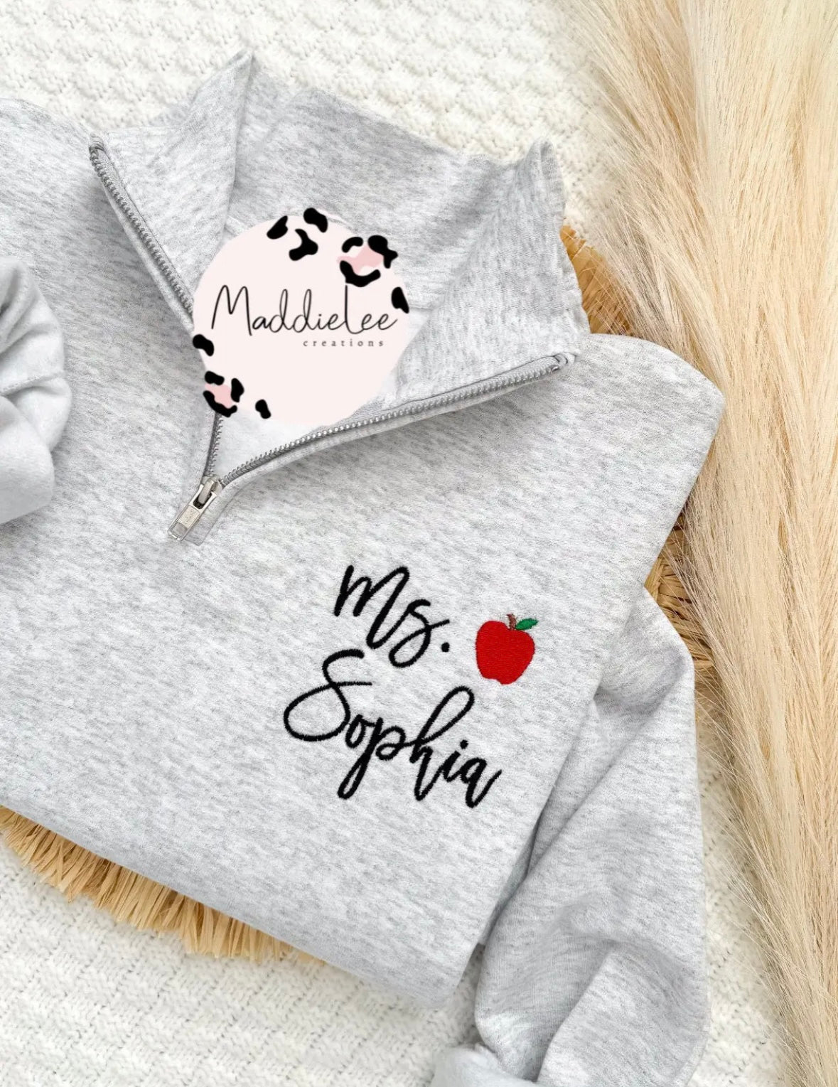 Pre-Order Custom Teacher Embroidery Quarter Zip Sweatshirt