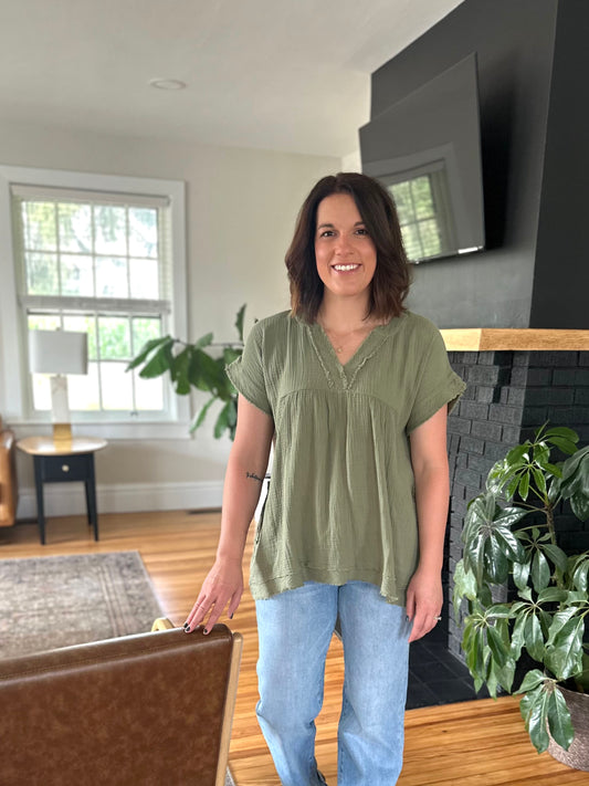 Union Double Gauze Vneck Top