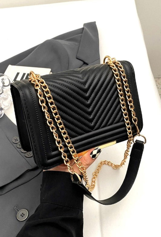 Nina Chevron Chain Shoulder Bag