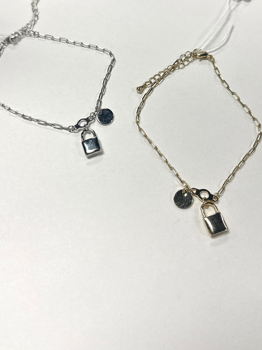 Lock & Disc Cham Bracelet