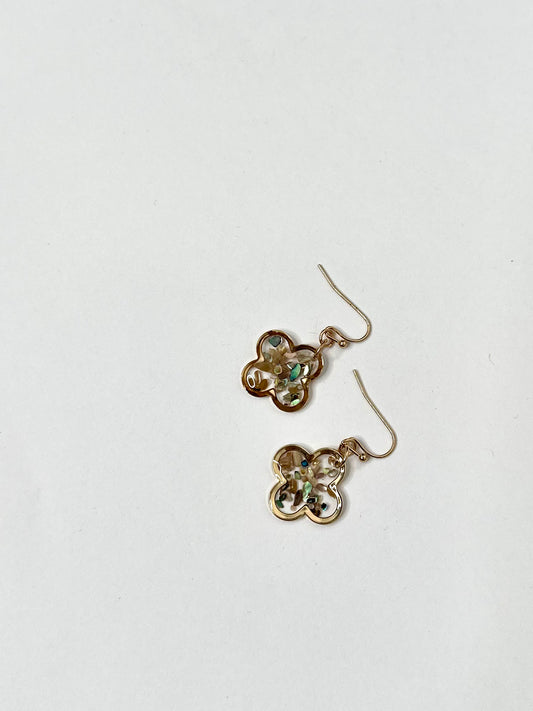 Clover Abalone Dangle Earrings
