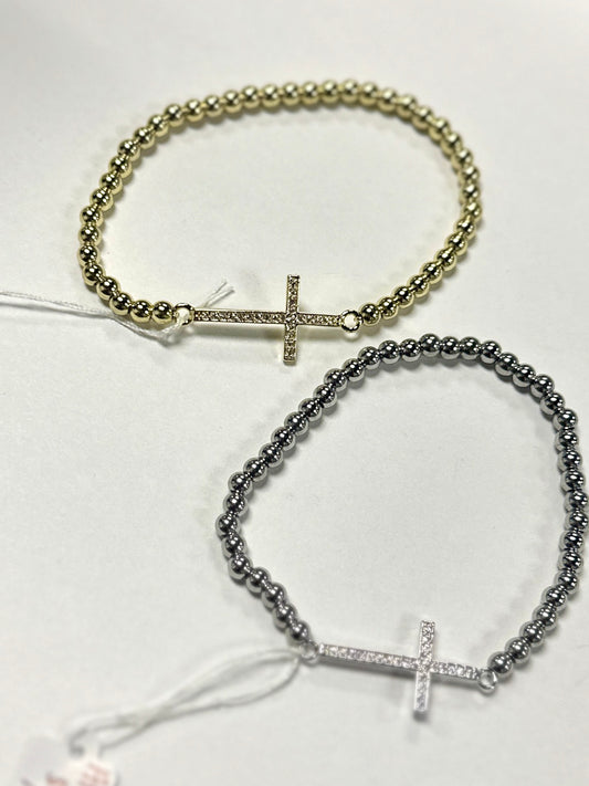 Cross & Stainless Steel Ball Bracelet