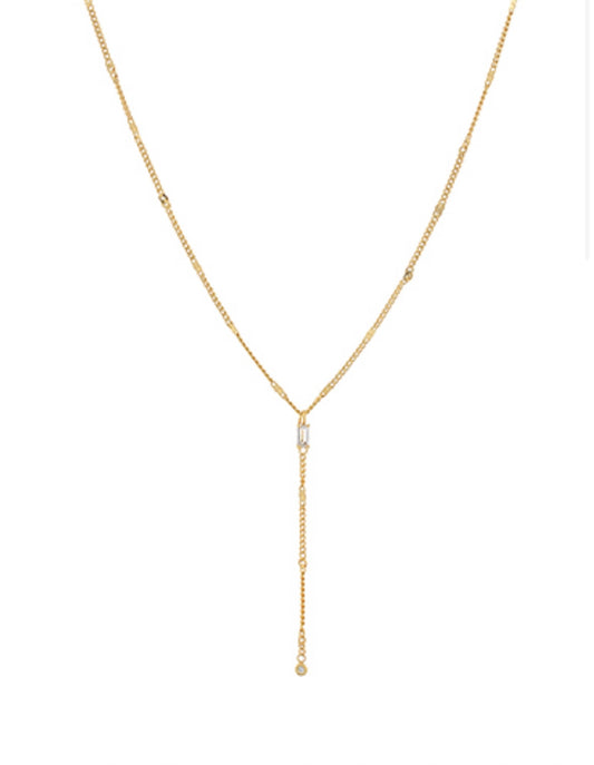 Baguette Cut Glass Y Shape Necklace