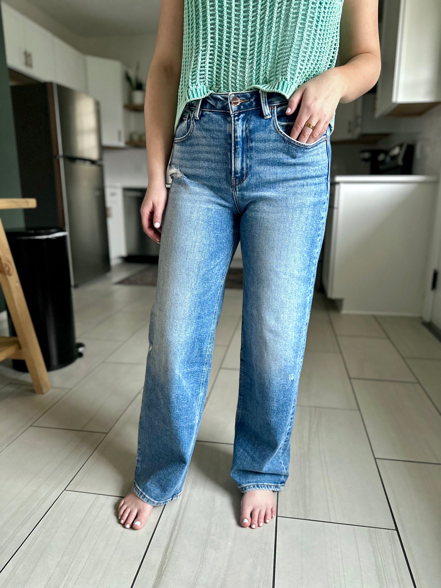 Melmore Risen High Rise Wide Leg Baggy Jeans