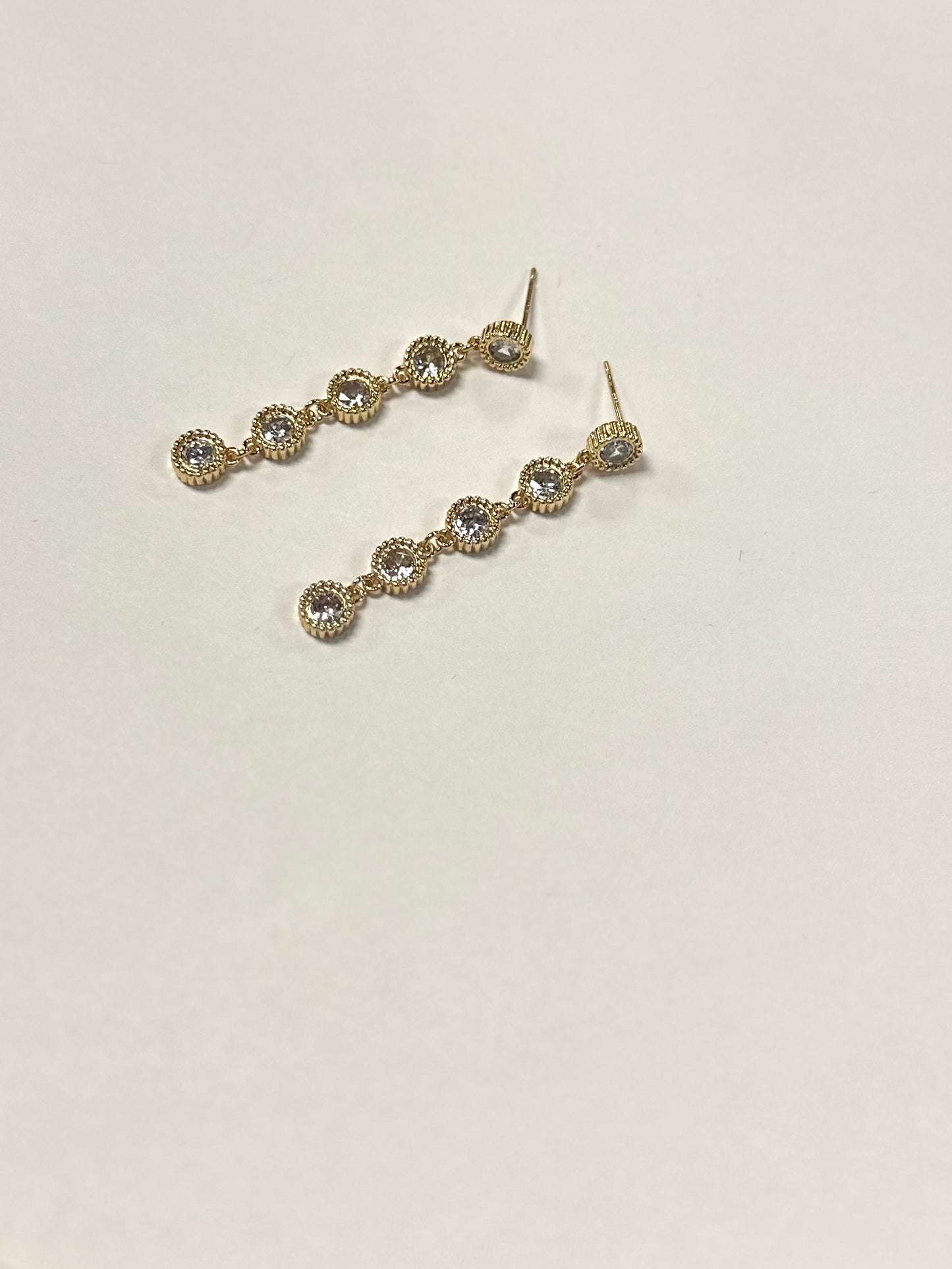 Linear CZ Round Earrings