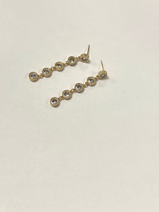 Linear CZ Round Earrings