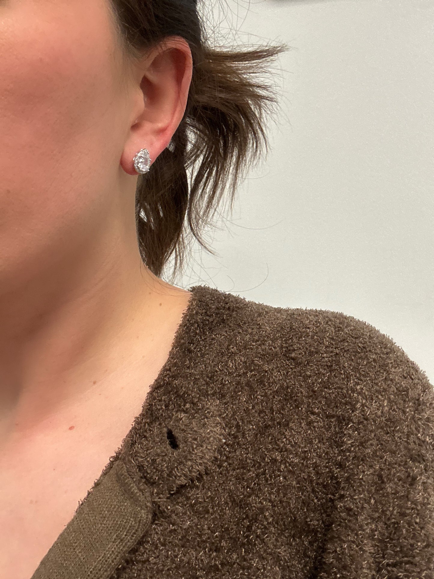 CZ Teardrop Stud Earrings