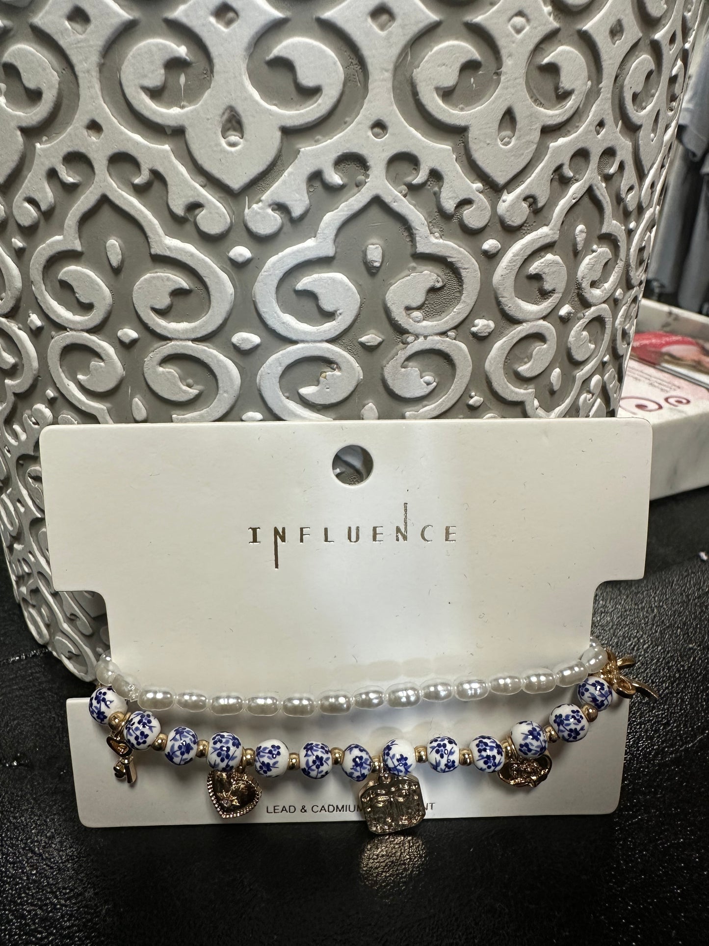 2 Row Ceramic & Multi Charm Bracelet