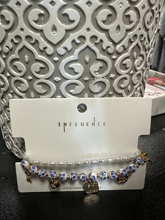 2 Row Ceramic & Multi Charm Bracelet