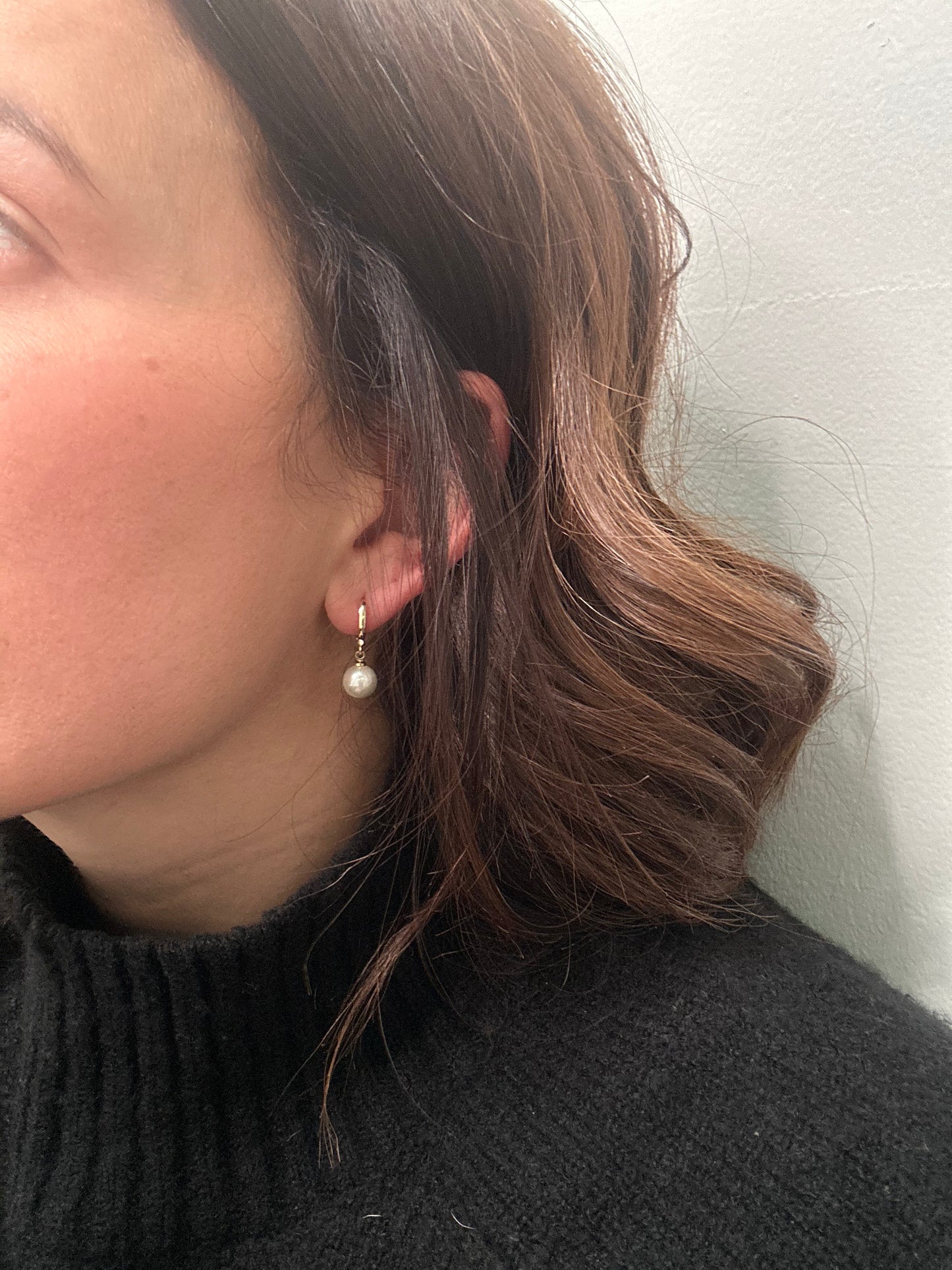 Pearl Dangling Hoop Earrings