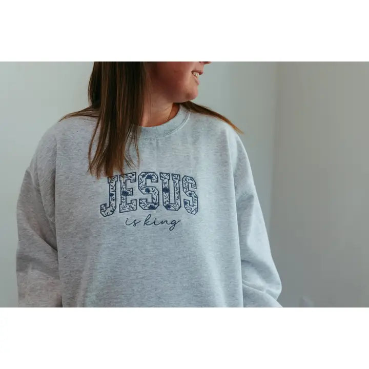 Jesus is King Embroidered Sweatshirt