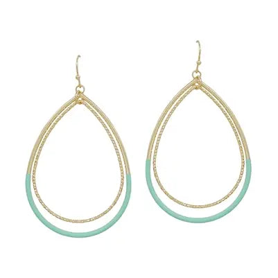 Color Coated Metal with Gold Teardrop Earrings