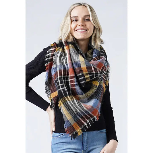 Plaid Check Pattern Blanket Scarf