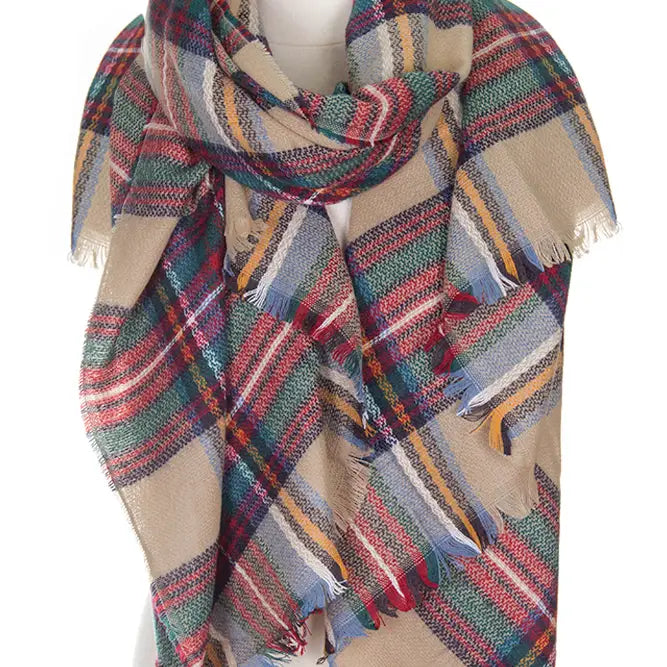Oversized Plaid Blanket Scarf