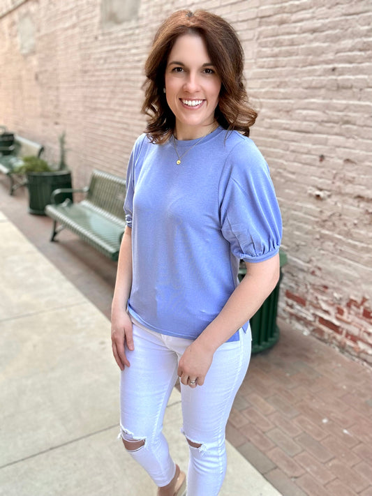On Your Heart Bubble Sleeve Top