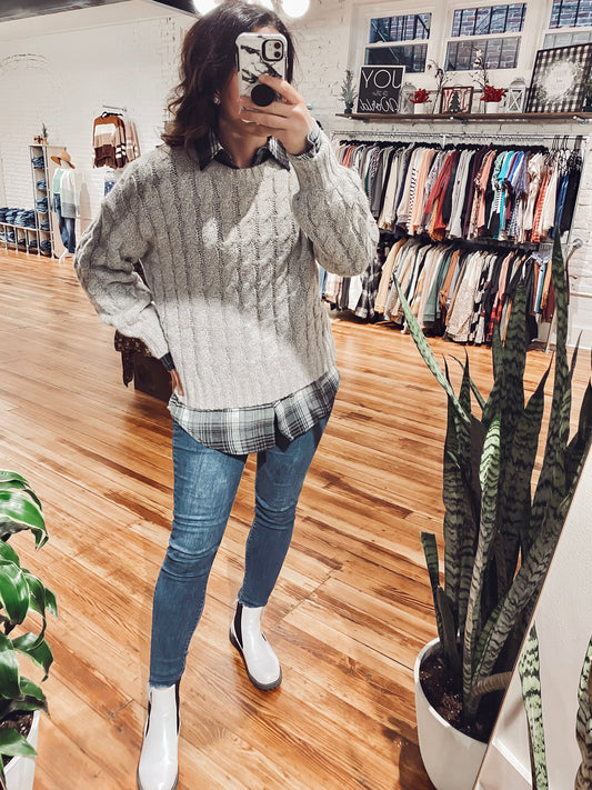 Melanie Marbled Cable Knit Sweater