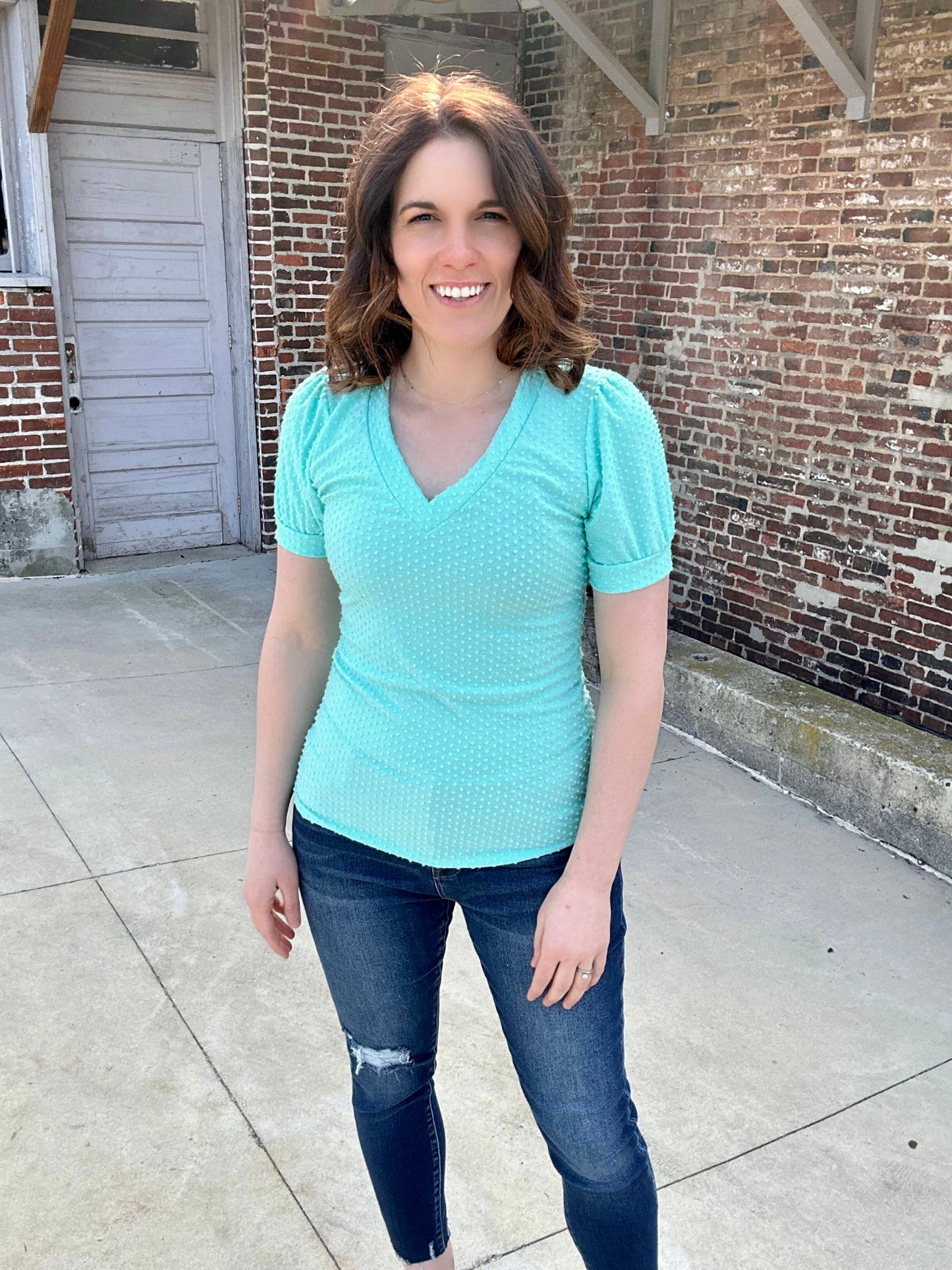 Hello Springtime Swiss Dot Top