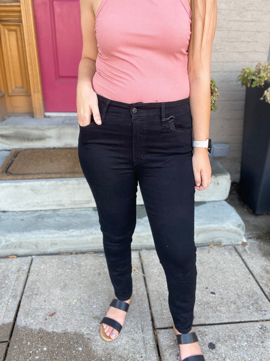 Zenana High Rise Ankle Skinny Black Jeans